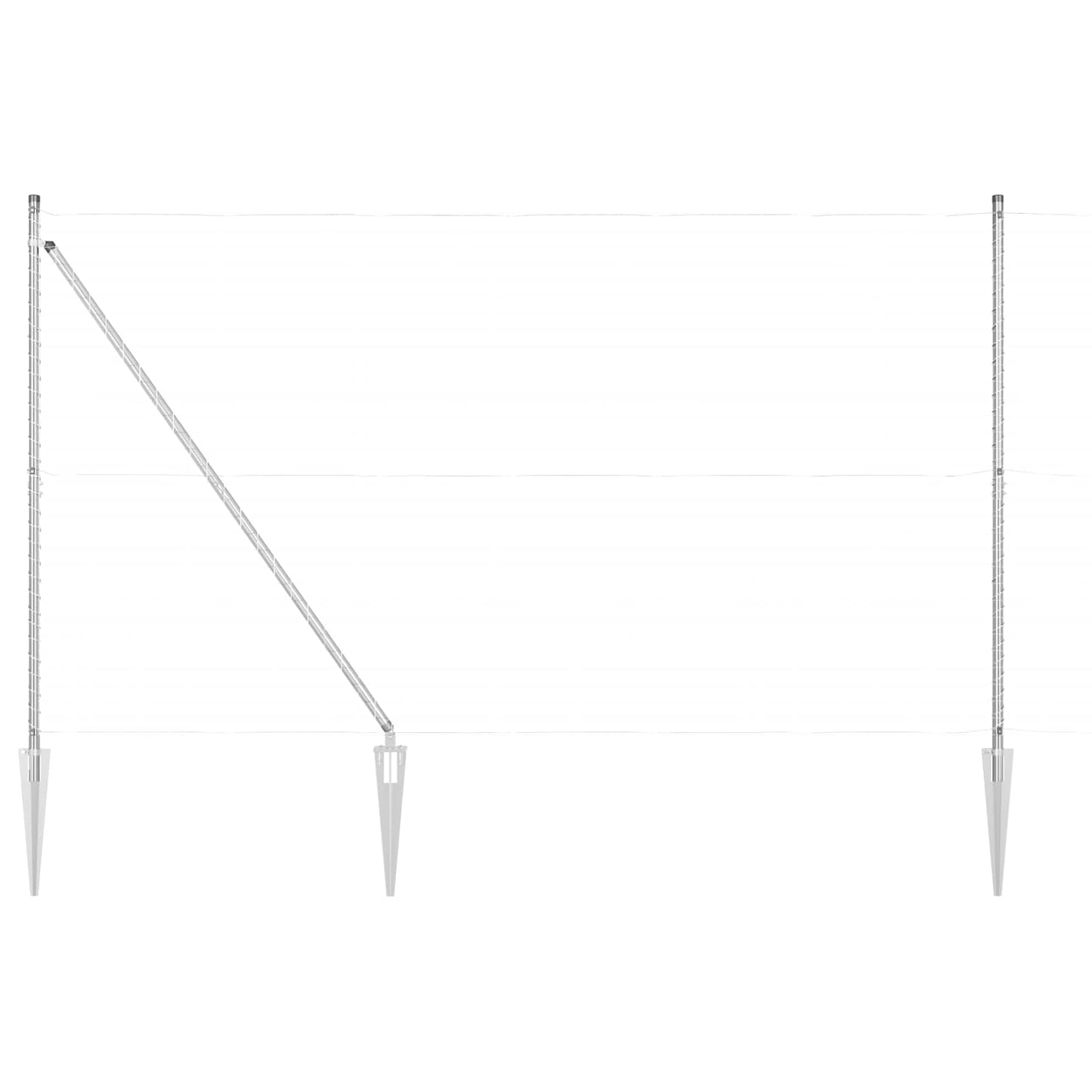 Ground Spike Fence Post 52 pcs Silver Powder-Coated Steel