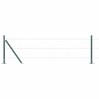 Fence Post with Concrete Base 26 pcs Green Powder-Coated Steel