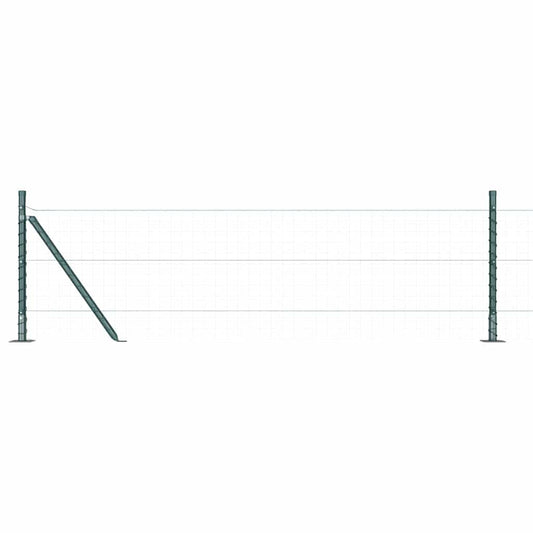 Fence Post with Concrete Base 26 pcs Green Powder-Coated Steel
