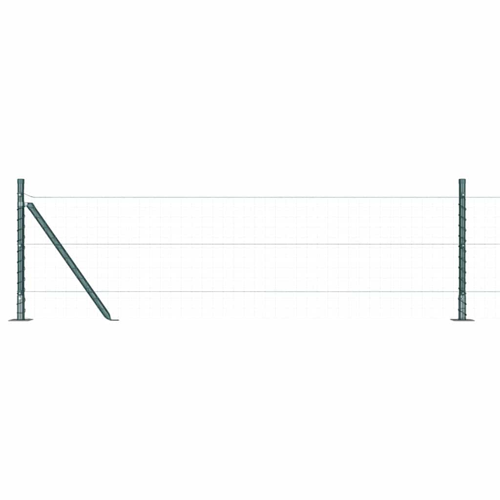Fence Post with Concrete Base 52 pcs Green Powder-Coated Steel