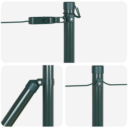 Fence Post with Concrete Base 26 pcs Green Powder-Coated Steel