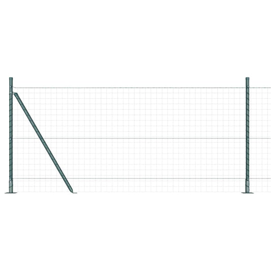 Fence Post with Concrete Base 52 pcs Green Powder-Coated Steel