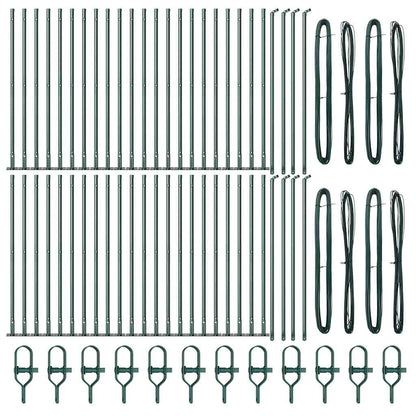 Fence Post with Concrete Base 52 pcs Green Powder-Coated Steel