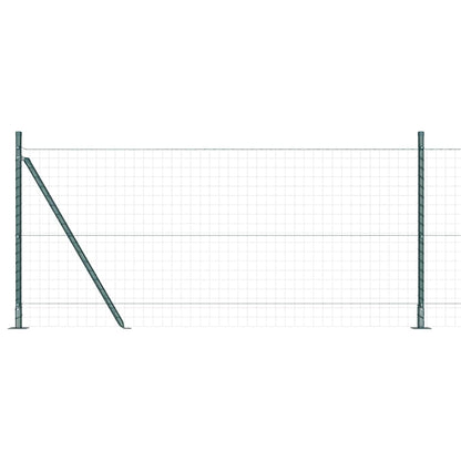 Fence Post with Concrete Base 26 pcs Green Powder-Coated Steel