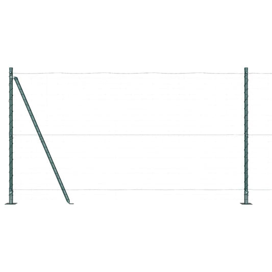 Fence Post with Concrete Base 52 pcs Green Powder-Coated Steel