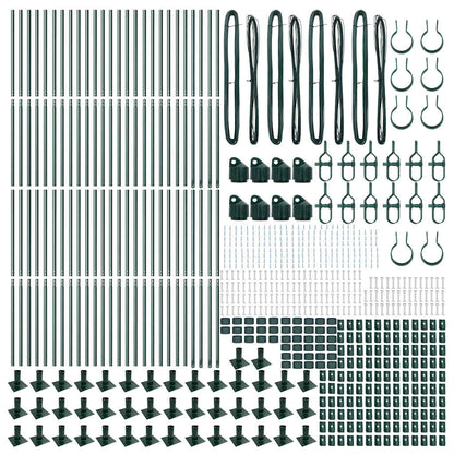 Fence Post with Concrete Base 52 pcs Green Powder-Coated Steel