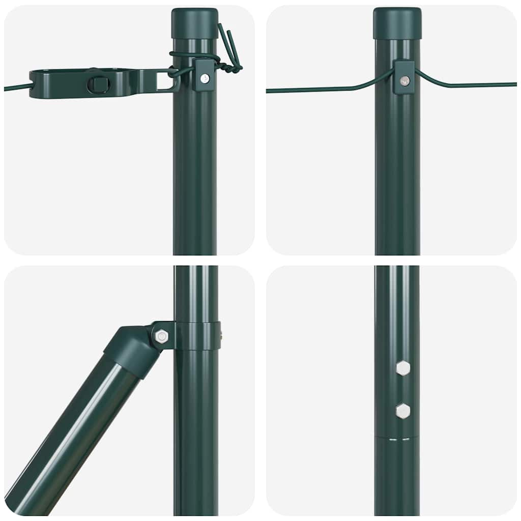 Fence Post with Concrete Base 52 pcs Green Powder-Coated Steel