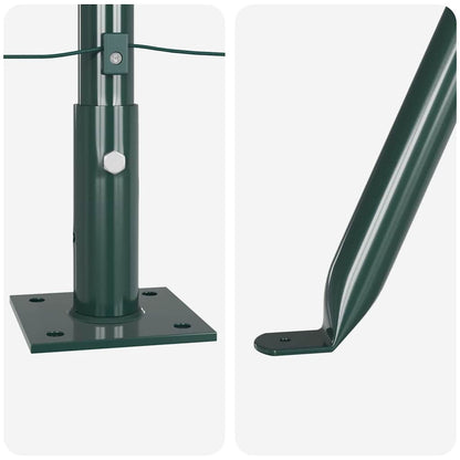Fence Post with Concrete Base 52 pcs Green Powder-Coated Steel