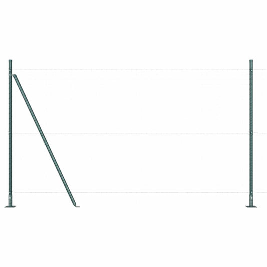 Fence Post with Concrete Base 26 pcs Green Powder-Coated Steel