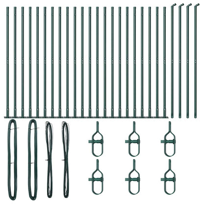 Fence Post with Concrete Base 26 pcs Green Powder-Coated Steel