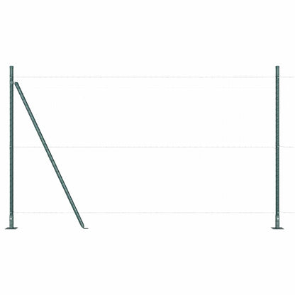 Fence Post with Concrete Base 52 pcs Green Powder-Coated Steel
