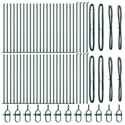Fence Post with Concrete Base 52 pcs Green Powder-Coated Steel