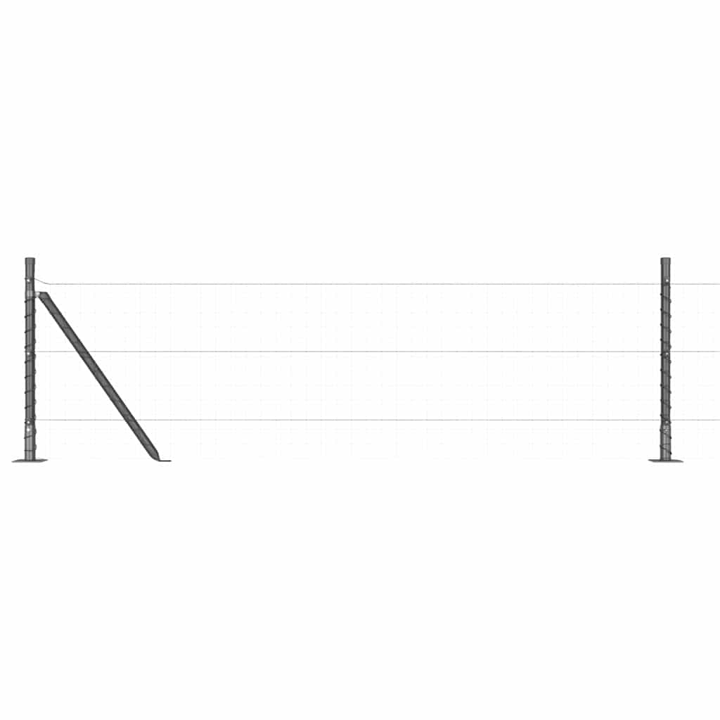 Fence Post with Concrete Base 26 pcs Grey Powder-Coated Steel