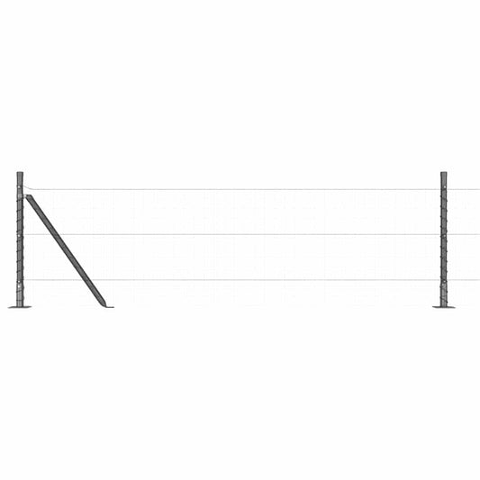 Fence Post with Concrete Base 52 pcs Grey Powder-Coated Steel