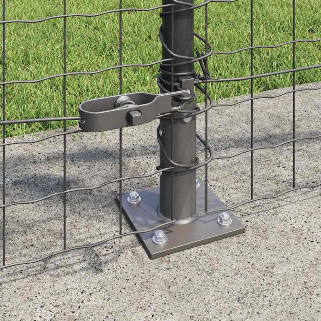 Fence Post with Concrete Base 26 pcs Grey Powder-Coated Steel