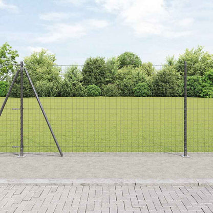 Fence Post with Concrete Base 52 pcs Grey Powder-Coated Steel
