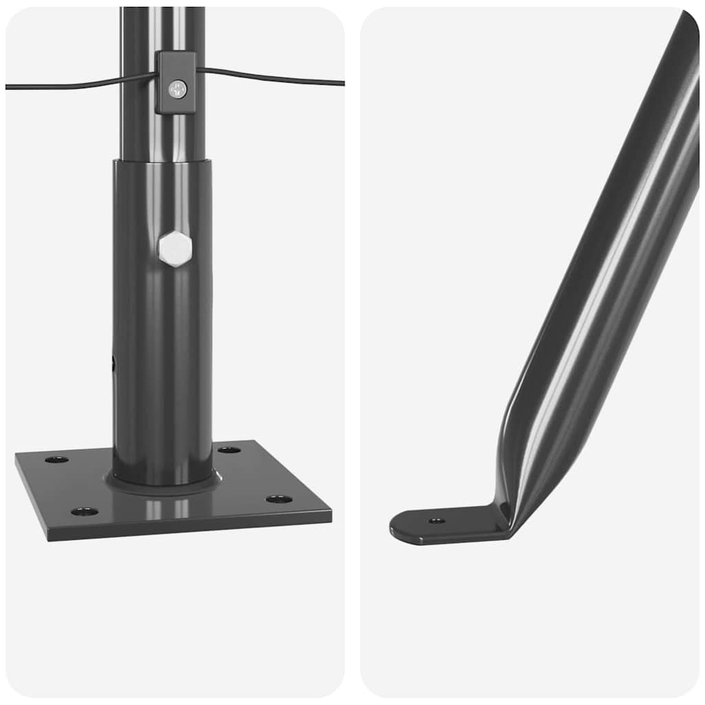 Fence Post with Concrete Base 26 pcs Grey Powder-Coated Steel