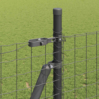 Fence Post with Concrete Base 26 pcs Grey Powder-Coated Steel