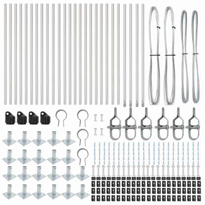 Fence Post with Concrete Base 26 pcs Silver Powder-Coated Steel