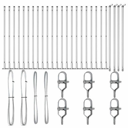 Fence Post with Concrete Base 26 pcs Silver Powder-Coated Steel
