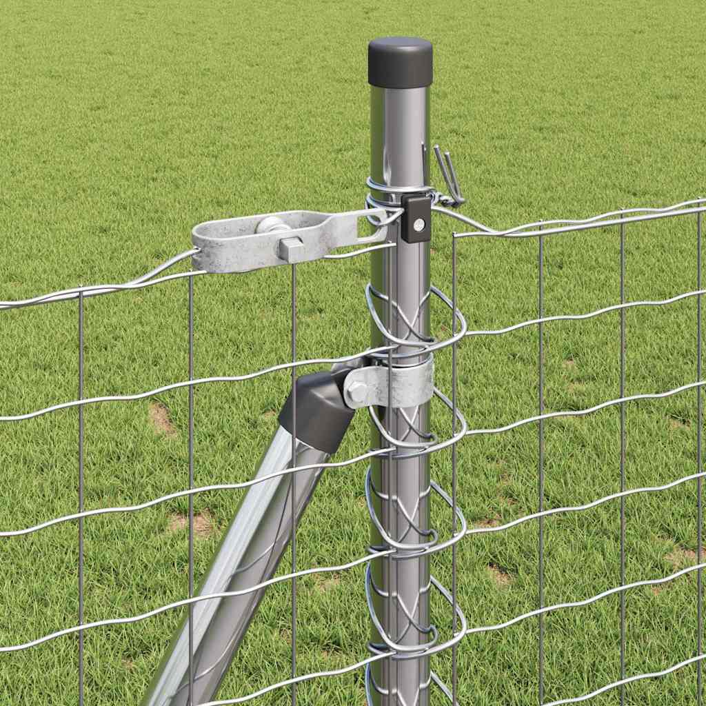 Fence Post with Concrete Base 26 pcs Silver Powder-Coated Steel