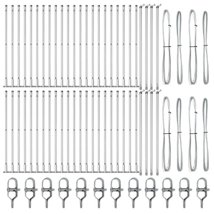 Fence Post with Concrete Base 52 pcs Silver Powder-Coated Steel
