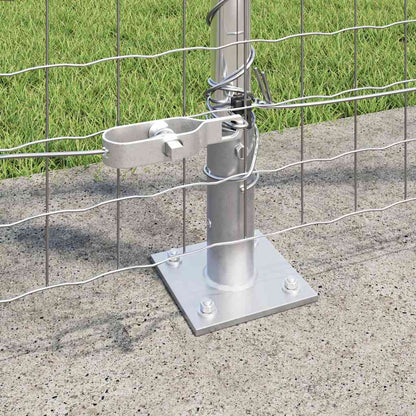 Fence Post with Concrete Base 26 pcs Silver Powder-Coated Steel