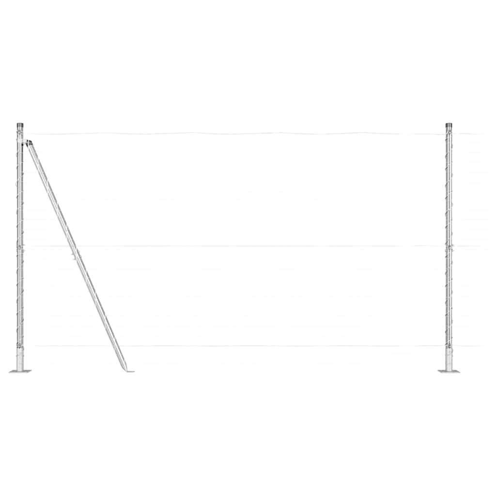 Fence Post with Concrete Base 26 pcs Silver Powder-Coated Steel