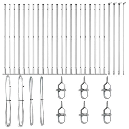 Fence Post with Concrete Base 26 pcs Silver Powder-Coated Steel