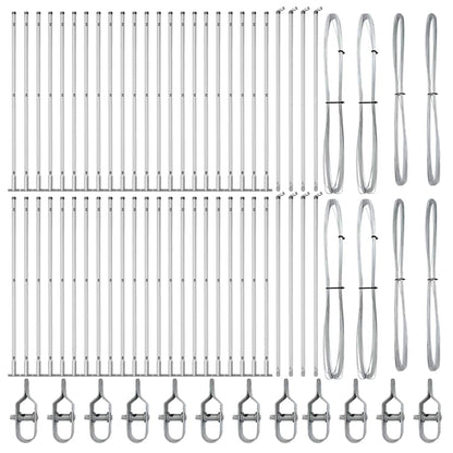 Fence Post with Concrete Base 52 pcs Silver Powder-Coated Steel
