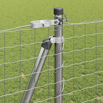 Fence Post with Concrete Base 26 pcs Silver Powder-Coated Steel