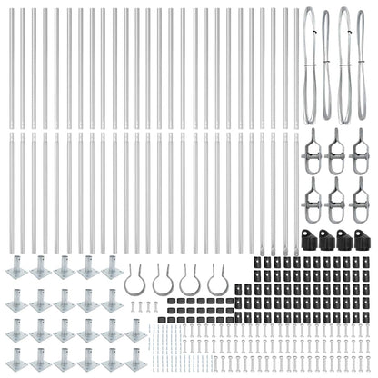 Fence Post with Concrete Base 26 pcs Silver Powder-Coated Steel