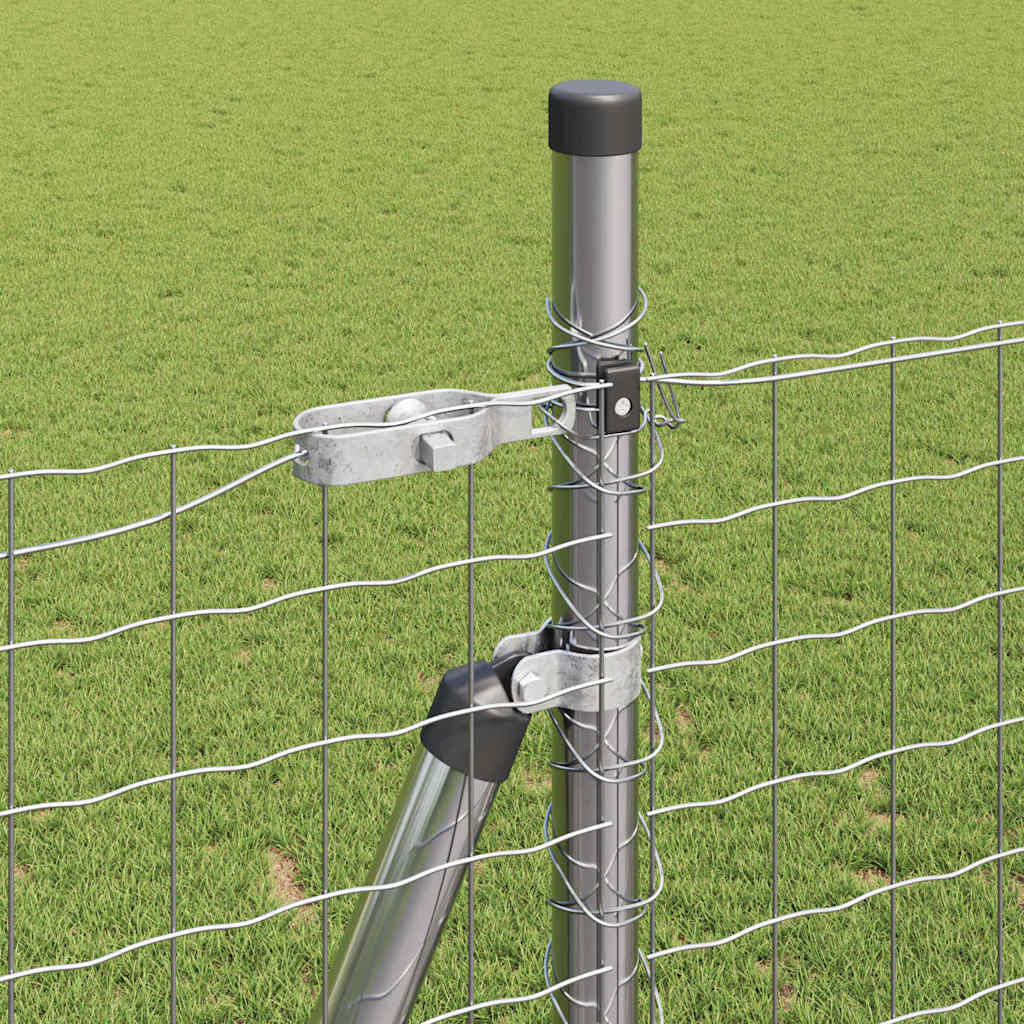 Fence Post with Concrete Base 26 pcs Silver Powder-Coated Steel