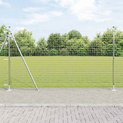 Fence Post with Concrete Base 26 pcs Silver Powder-Coated Steel