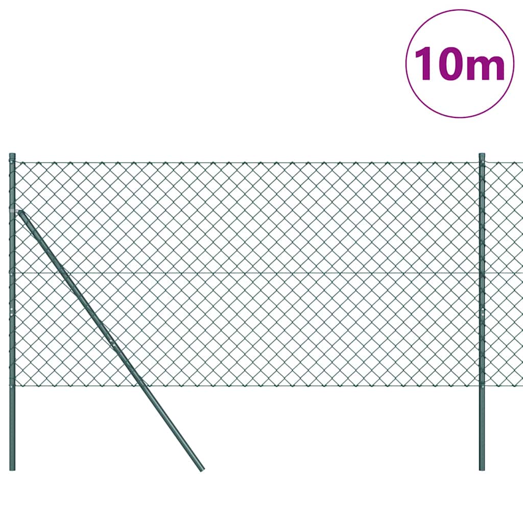 Chainlink Fence Ground Fix 10 x 1 m PVC-Coated Steel Green Mesh