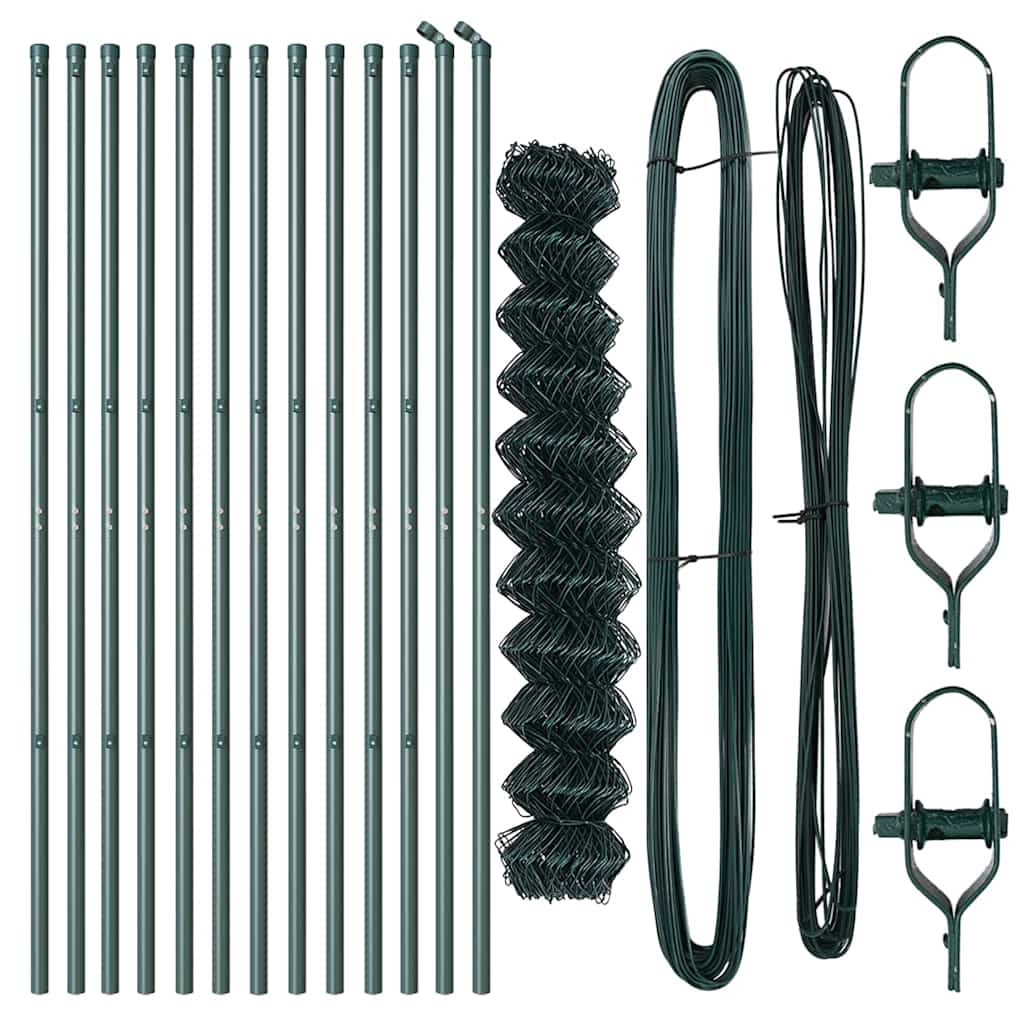 Chainlink Fence Ground Fix 25 x 1 m PVC-Coated Steel Green Mesh