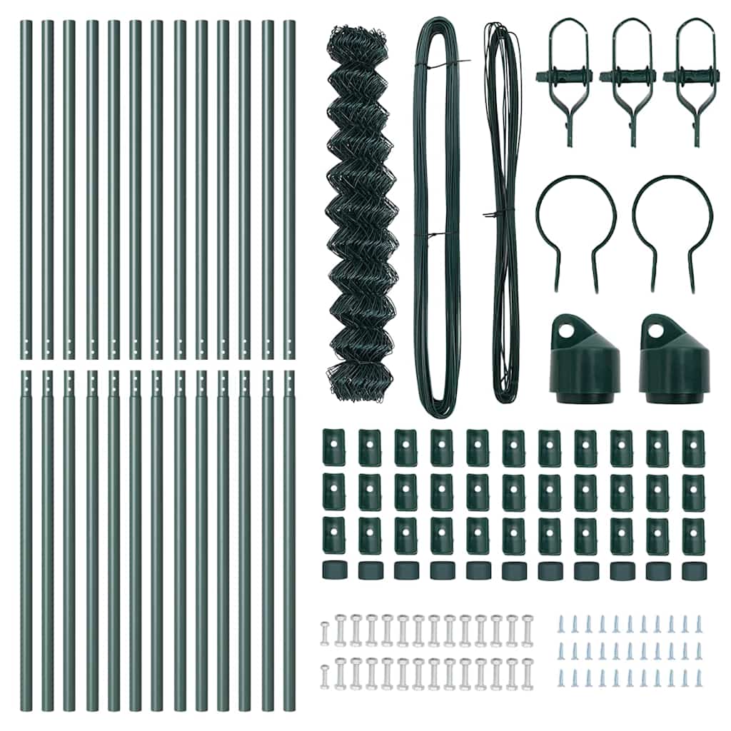 Chainlink Fence Ground Fix 25 x 1.4 m PVC-Coated Steel Green