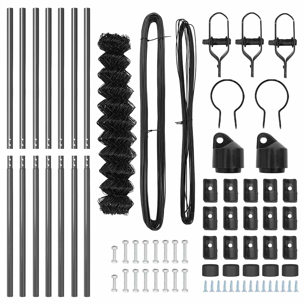 Chainlink Fence Ground Fix 10 x 1.4 m PVC-Coated Steel Grey