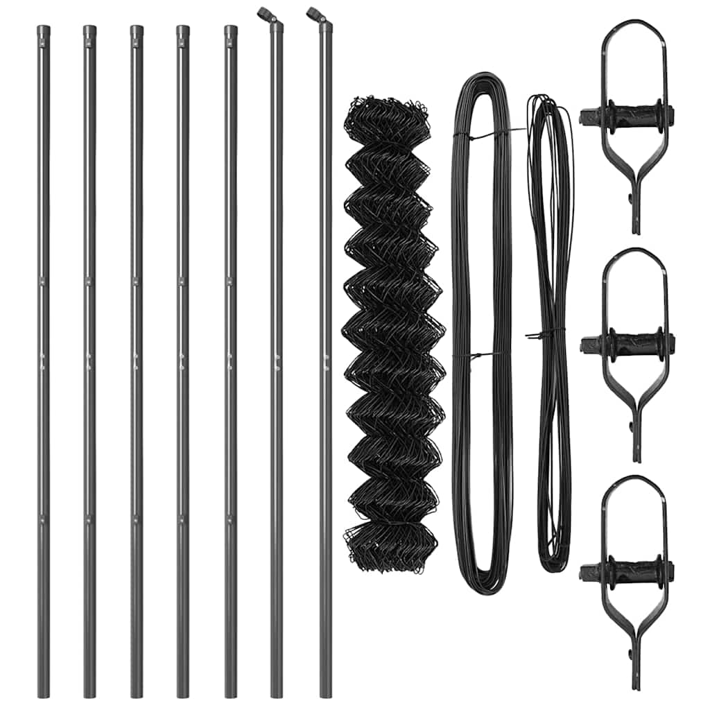 Chainlink Fence Ground Fix 10 x 1 m PVC-Coated Steel Grey Mesh