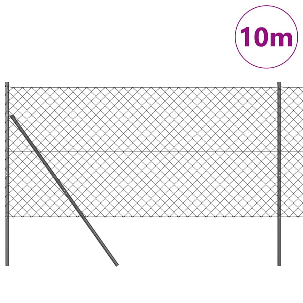 Chainlink Fence Ground Fix 10 x 1.2 m PVC-Coated Steel Grey