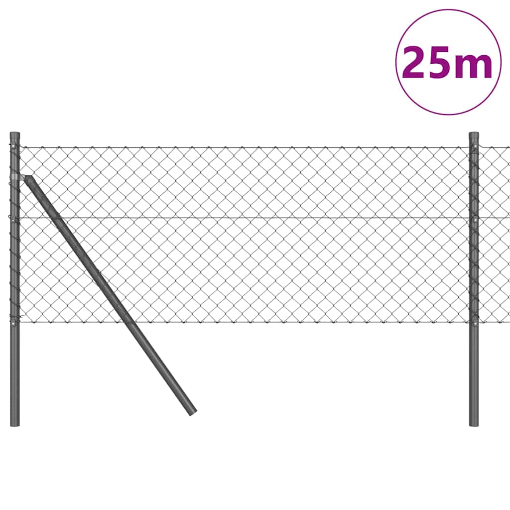 Chainlink Fence Ground Fix 25 x 0.4 m PVC-Coated Steel Grey