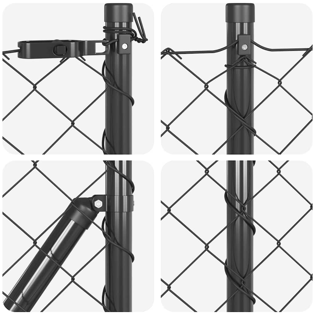 Fence Post Grey 25 x 0.4 m (60 x 60 mm mesh) Steel and PVC