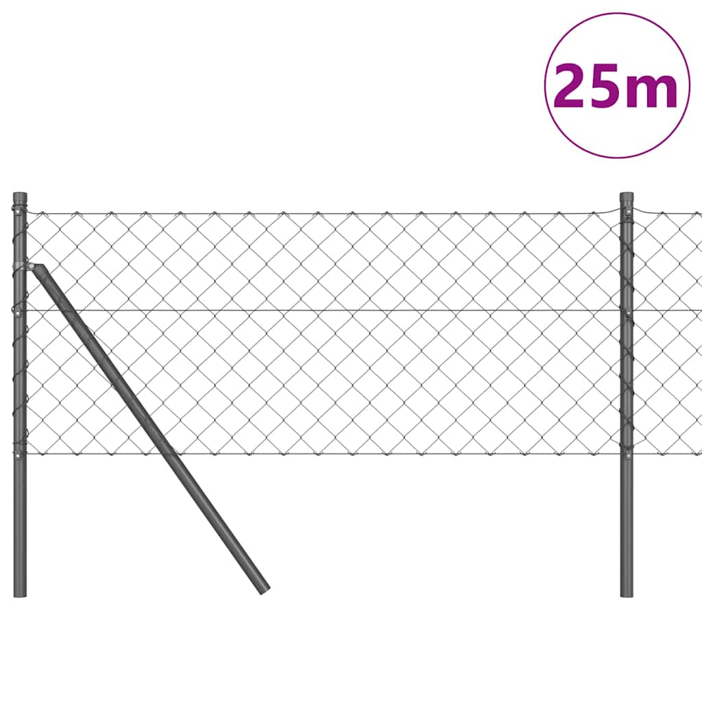 Fence Post Grey 25 x 0.6 m (60 x 60 mm mesh) Steel and PVC