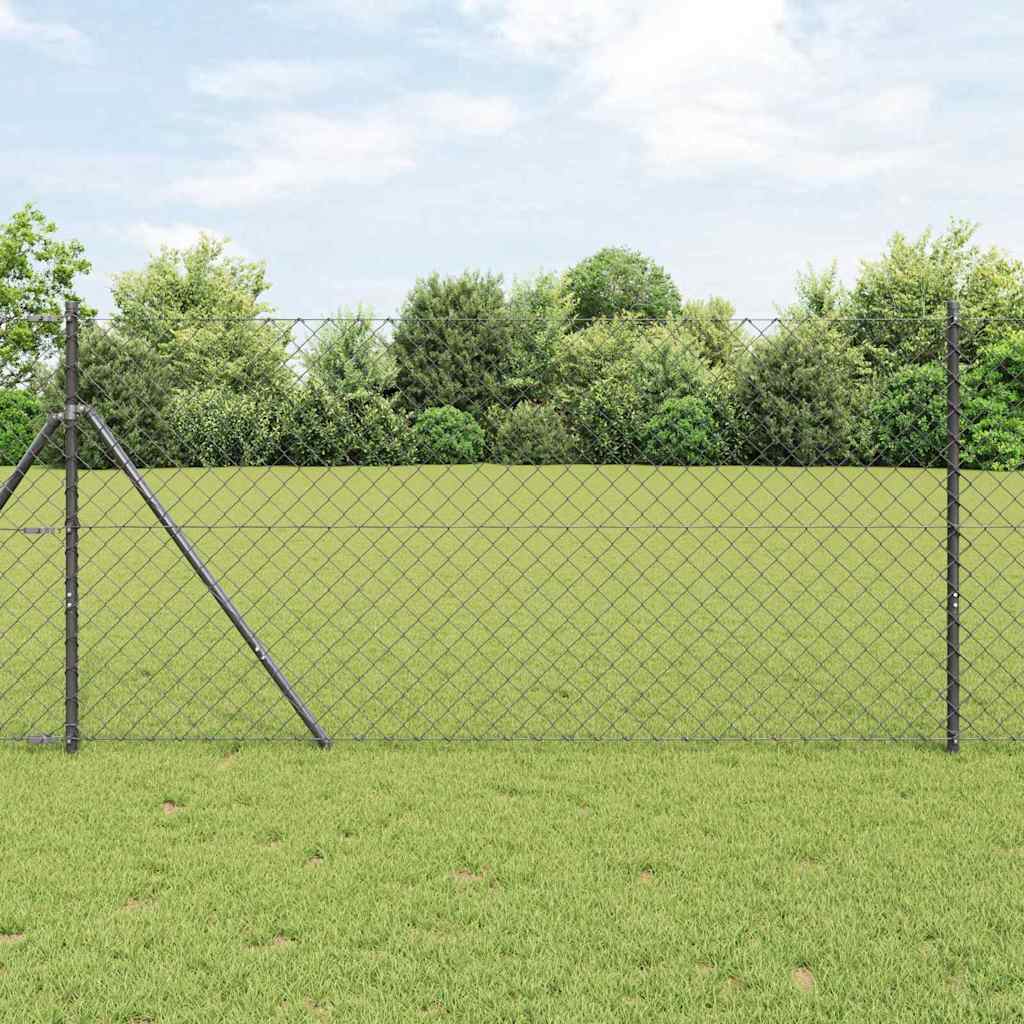 Chainlink Fence Ground Fix 25 x 1.2 m PVC-Coated Steel Grey