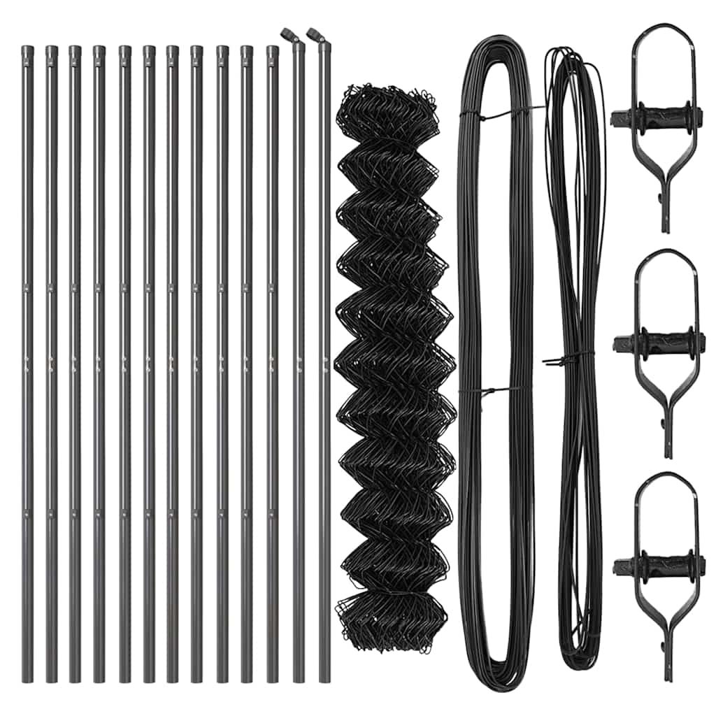 Chainlink Fence Ground Fix 25 x 1.2 m PVC-Coated Steel Grey