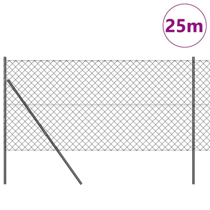 Chainlink Fence Ground Fix 25 x 1.4 m PVC-Coated Steel Grey