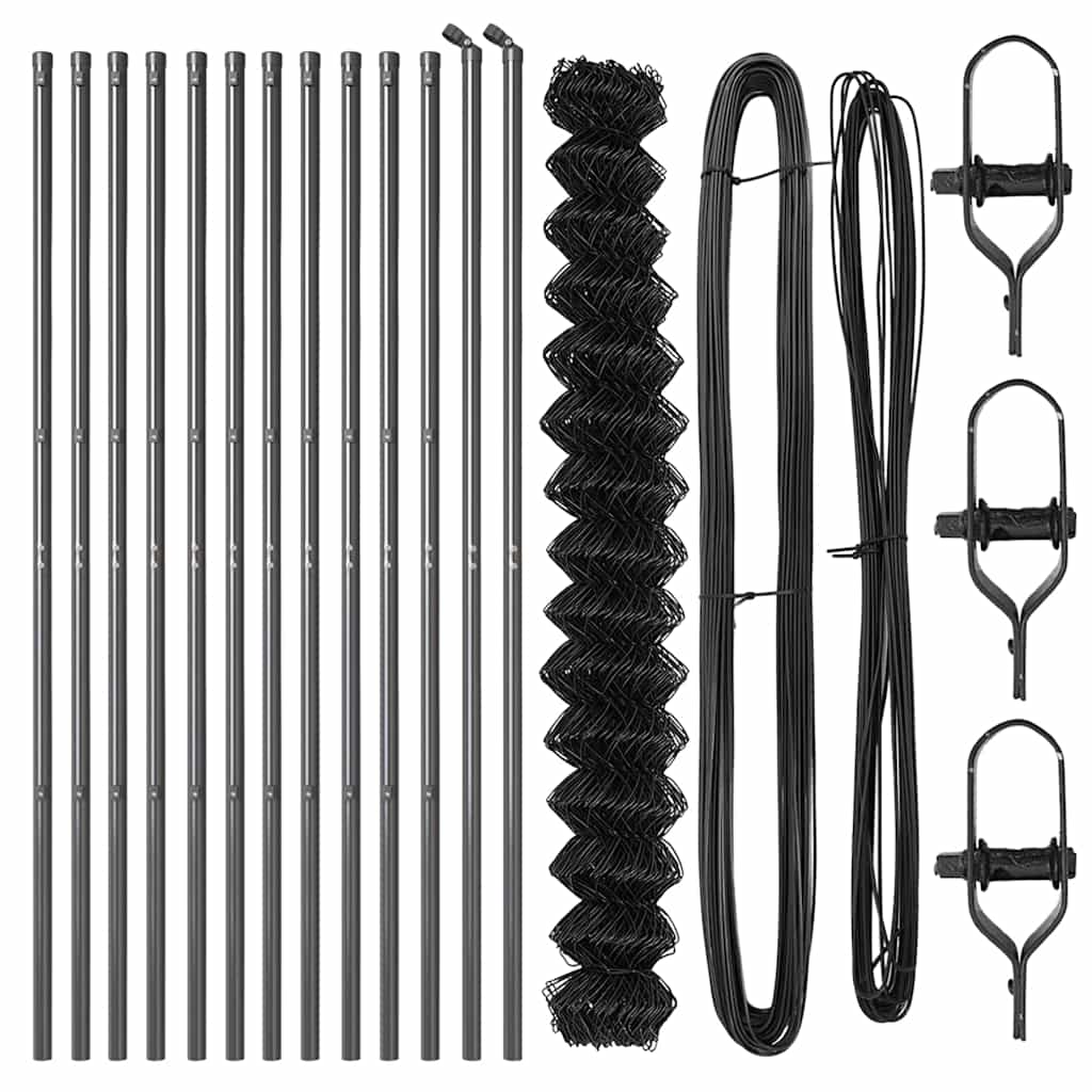 Chainlink Fence Ground Fix 25 x 1.6 m PVC-Coated Steel Grey
