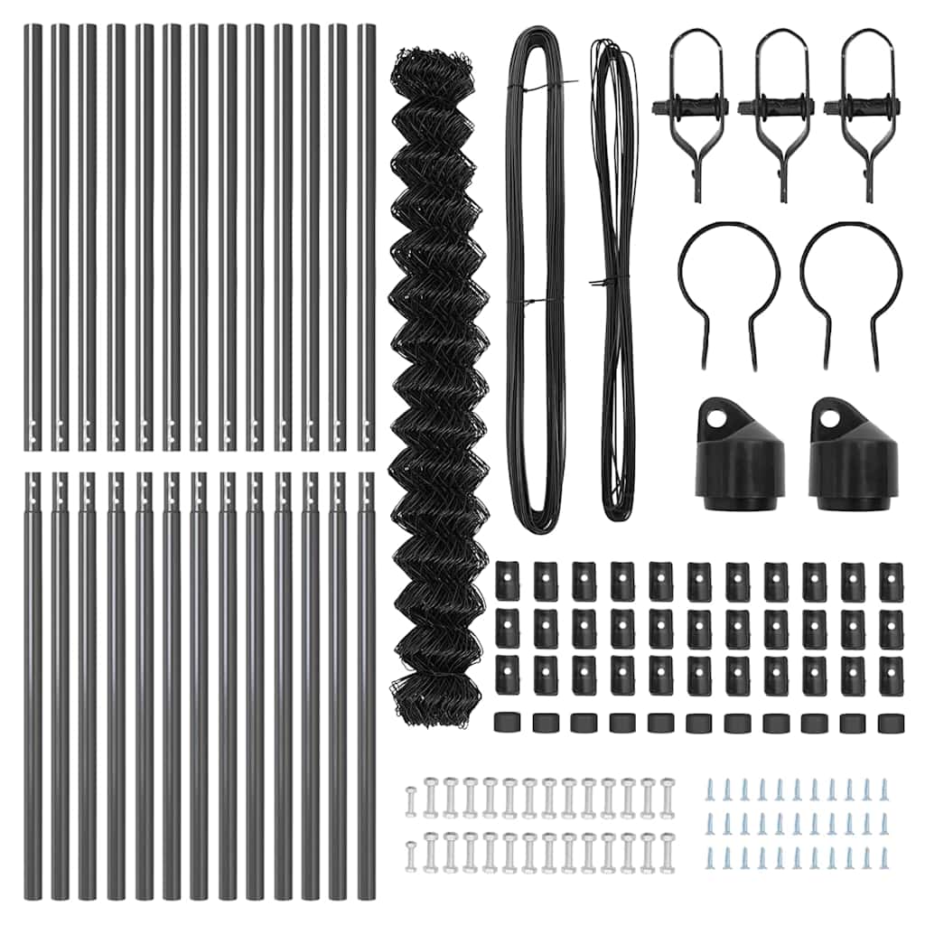 Chainlink Fence Ground Fix 25 x 1.6 m PVC-Coated Steel Grey