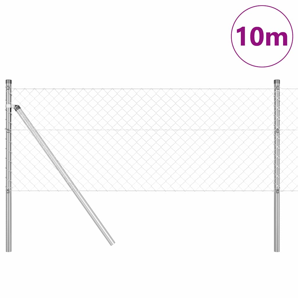 Chainlink Fence Ground Fix 10 x 0.8 m Galvanised Steel Silver