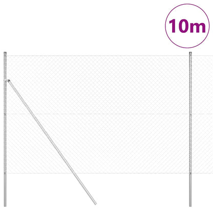 Chainlink Fence Ground Fix 10 x 1.5 m Galvanised Steel Silver